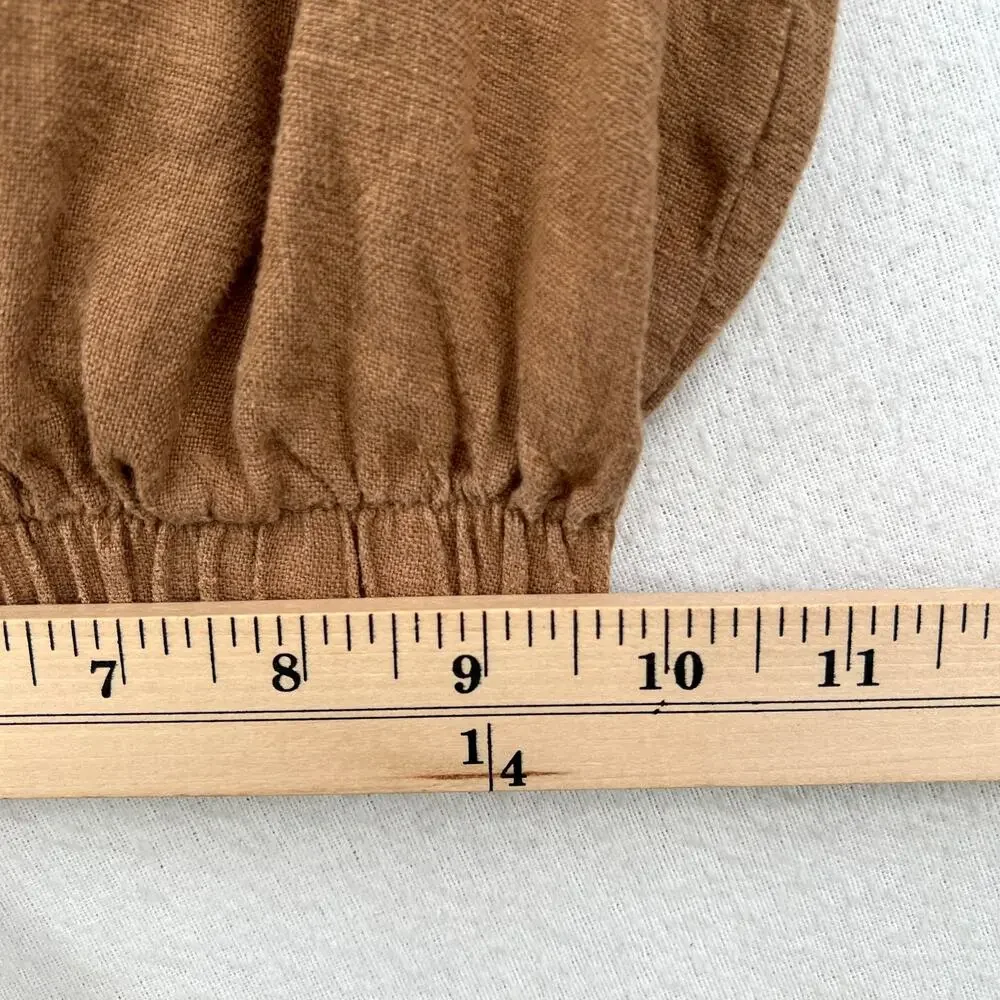 ENZA COSTA Linen Crop Tank Bra Top Womens XS Brown Layering Minimal Revolve NEW - Picture 12 of 13